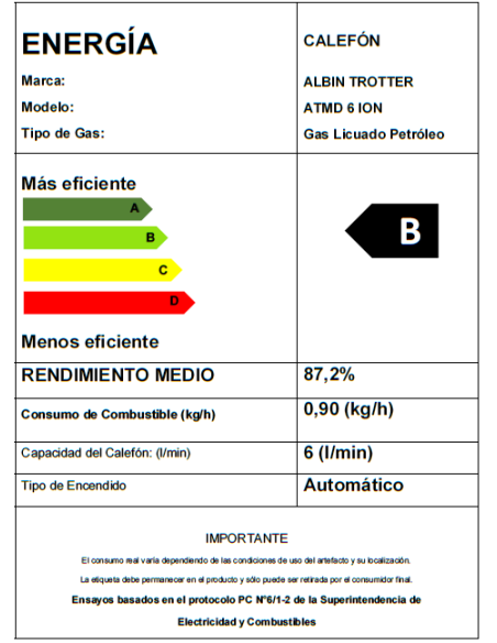 CALEFON ATMD 6 LT TIRO NATURAL