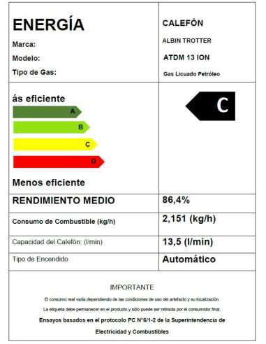 CALEFON ATMD 13 LT TIRO NATURAL