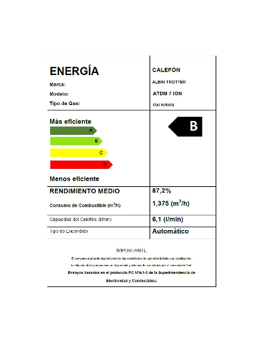 CALEFON ATMD 7 LT TIRO NATURAL