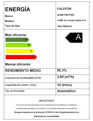 CALEFON ATMD 14 LT TIRO FORZADO DIGITAL