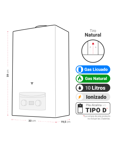 CALEFON ATMD 10 LT TIRO NATURAL