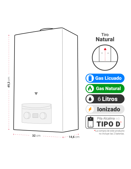 CALEFON ATMD 6 LT TIRO NATURAL